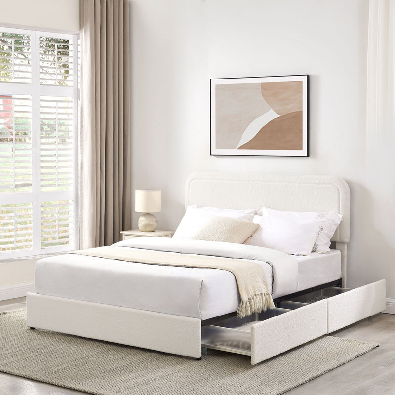Liv - Cama plataforma tapizada con cajones patentada