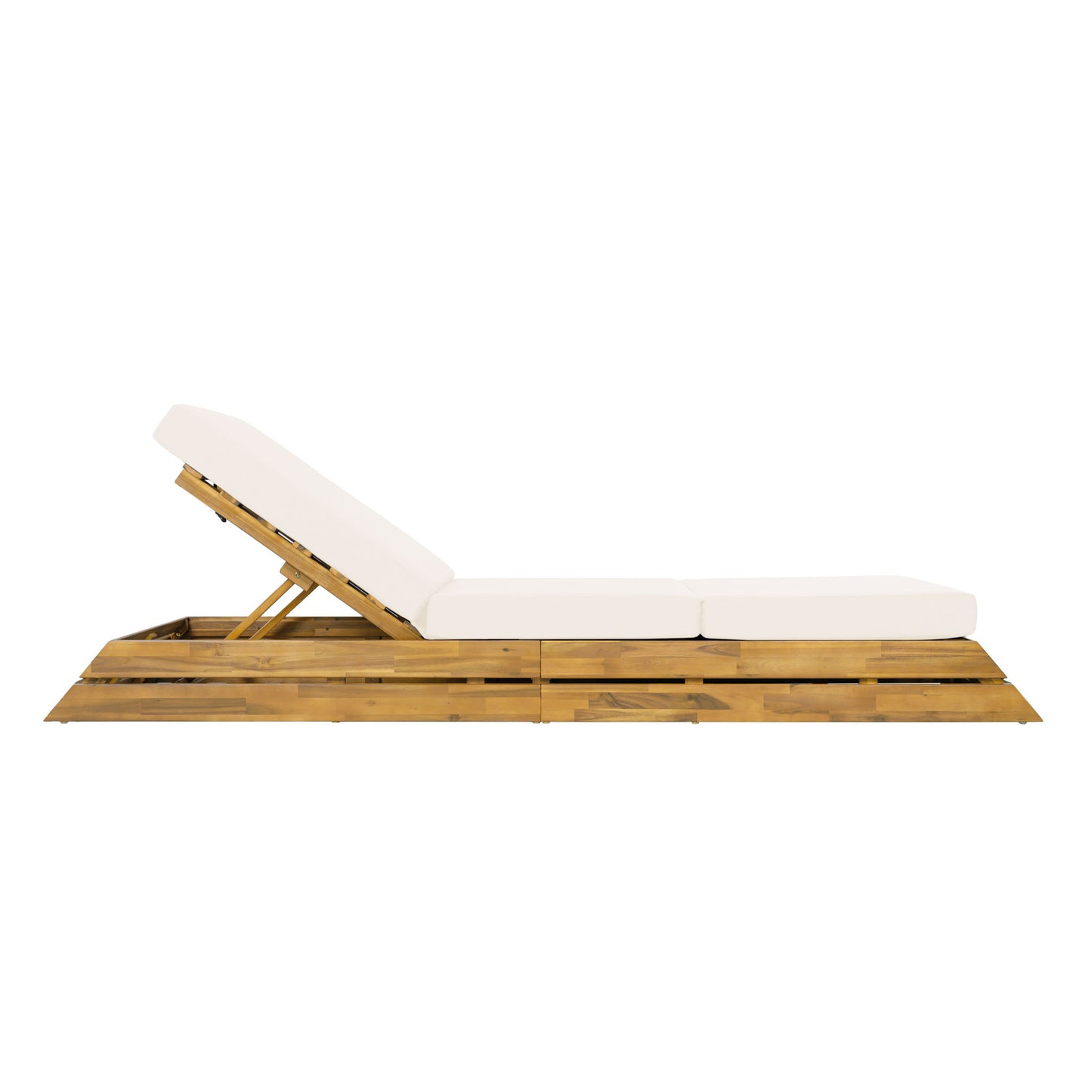 Chaise Lounge Set With Cream 3 Fold Cushion, 3 Position Adjustable Backrest