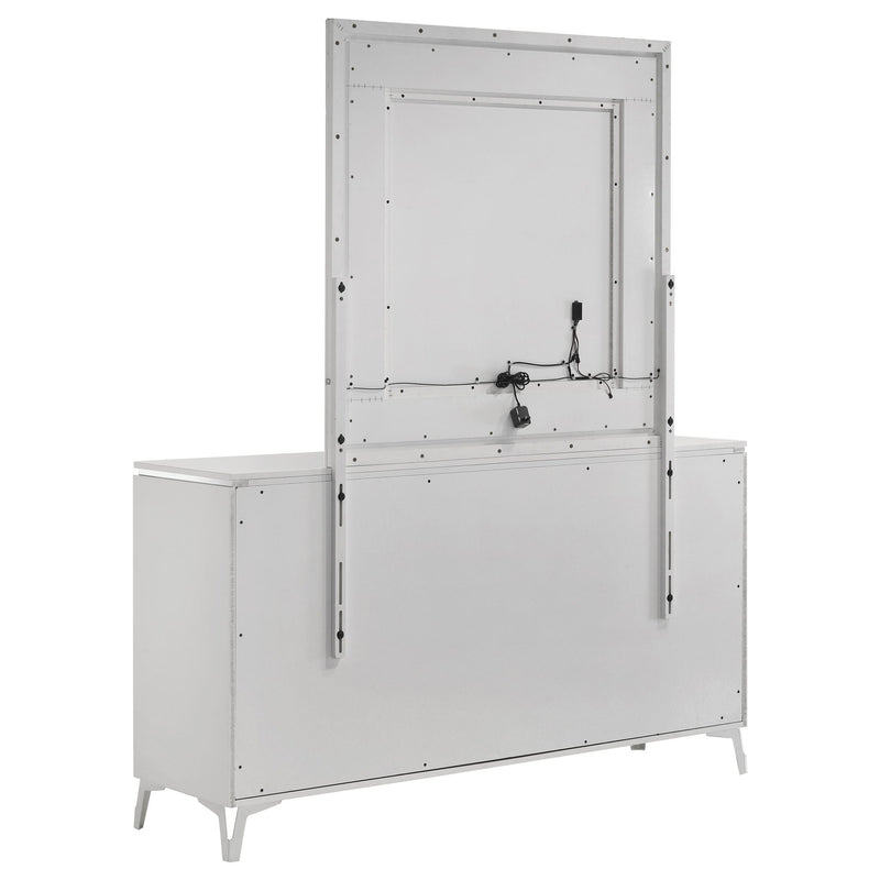 Buckley - 6 Drawer Dresser With Mirror - Gloss White