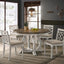 Havanna - 5 Piece Wide Round Dining Table With Off White Chairs (Set of 5) - Vintage Walnut