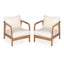 Outdoor Lounge Chair With Woven Backrest, Solid Wood Frame, Comfortable Cushions