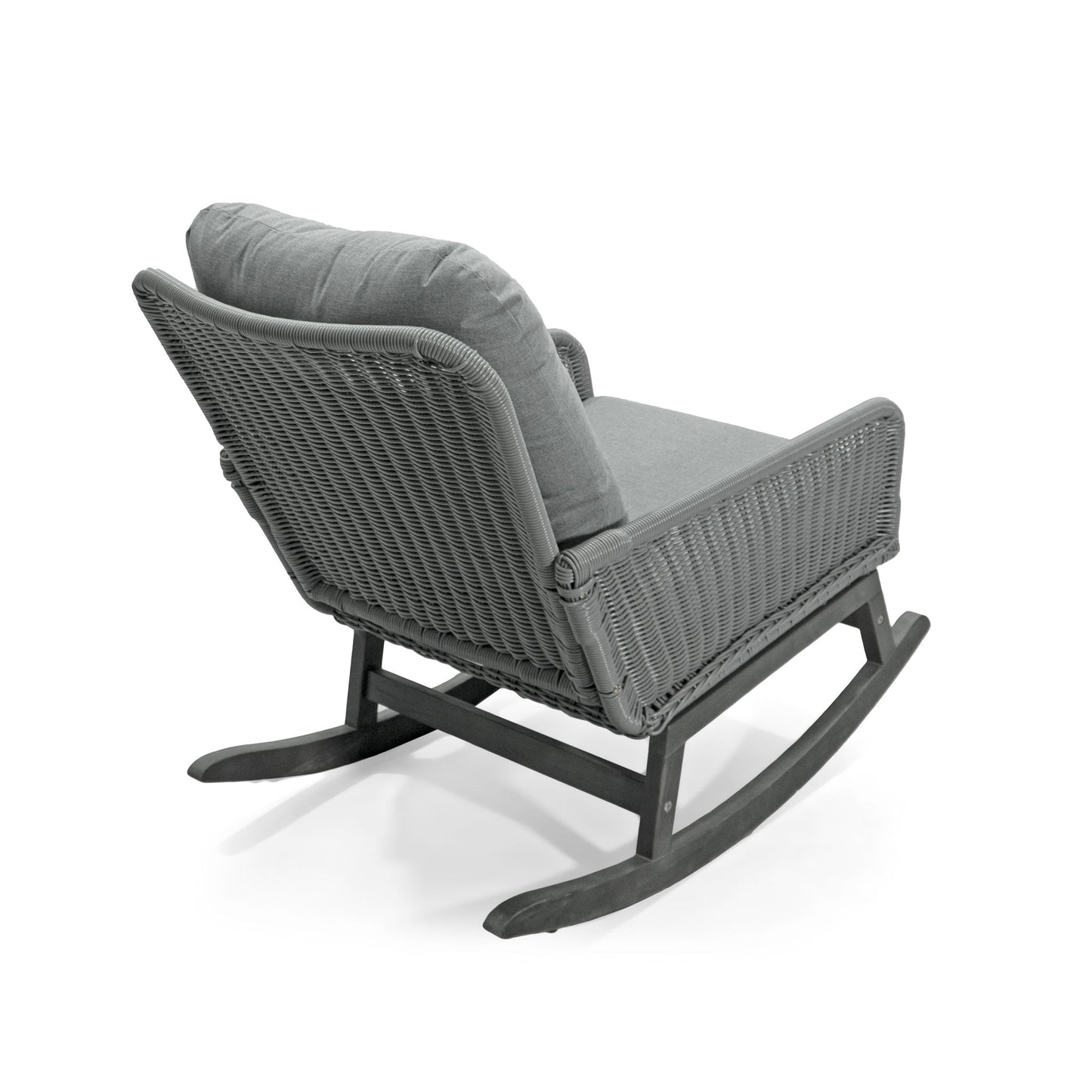 Contemporary Minimalist Wicker Rocking Chair With Soft Cushions