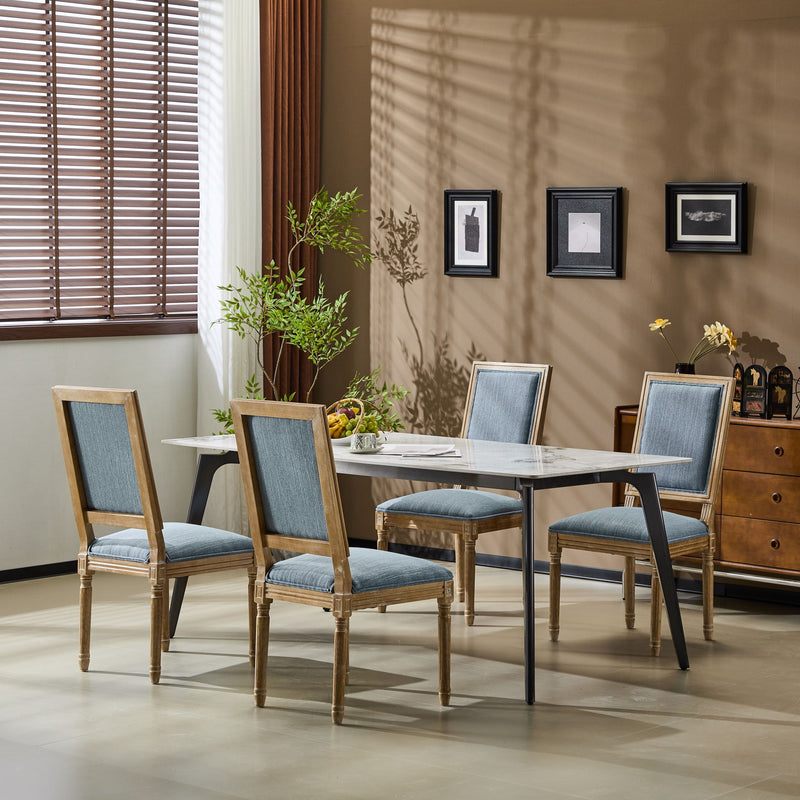 French Country Style Dining Chair With Upholstered Seating And Fluted Legs