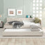 Queen Size Upholstered Platform Bed With USB And Twin Trundle - Beige