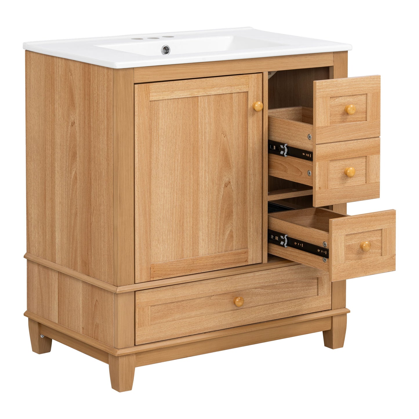 Freestanding Bathroom Vanity With Sink, Soft Close Doors & Drawers, Ample Storage - Wood