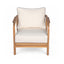 Outdoor Lounge Chair With Woven Backrest, Solid Wood Frame, Comfortable Cushions