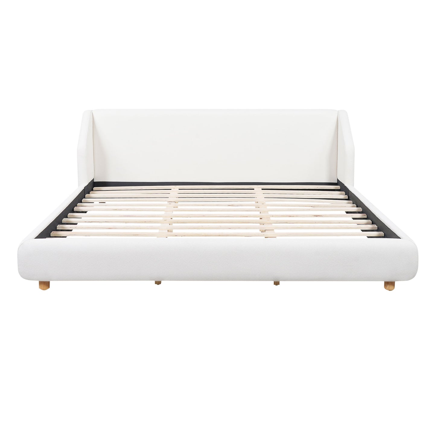 Modern Upholstered Bed Frame With Wingback Headboard