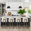 Upholstered Counter Stool With Metal Base - Cream