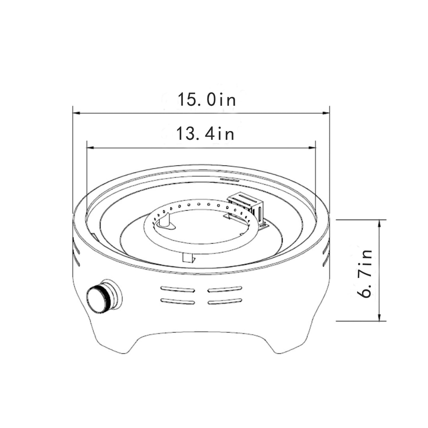 Propane Tabletop Gas Fire Pit, 40000 Btu Round For Outdoor - Black