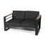 Loveseat With Slat Paneling And Aluminum Frame - Black