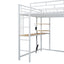 Loft Bed With Desk, Shelves, Power Outlet, LED Light And Wardrobe