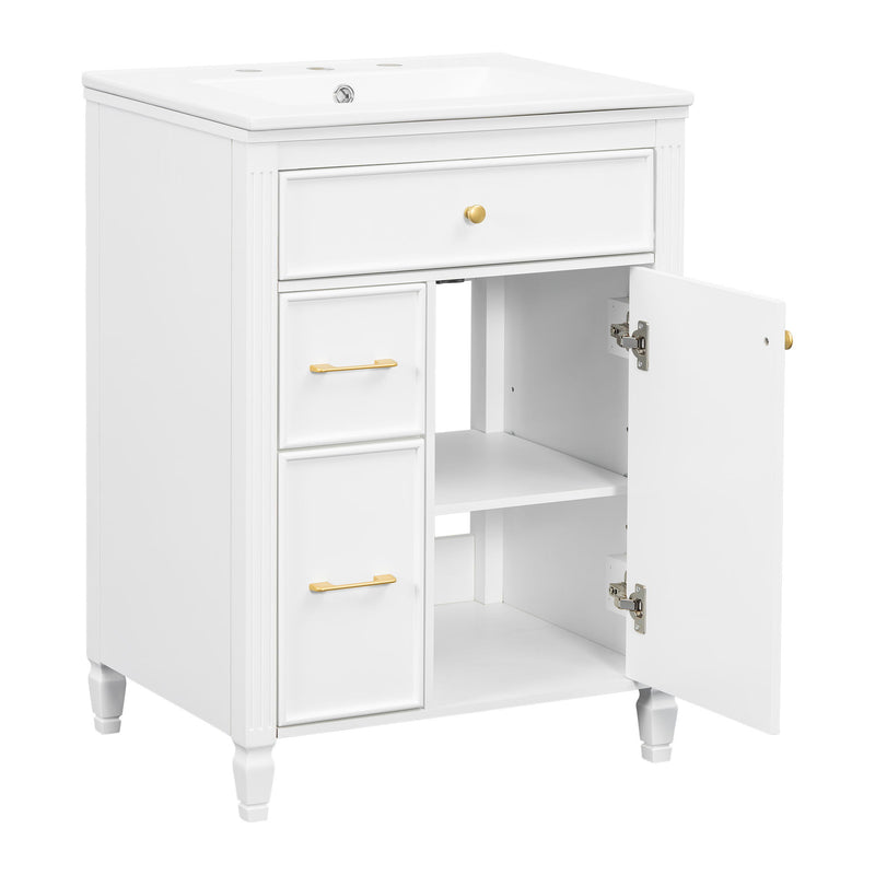 Freestanding Bathroom Vanity With Sink, Soft Close Door, Tip Out Drawer