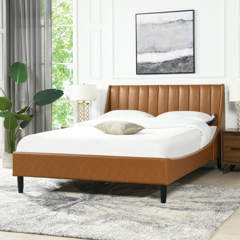 Aspen - Juego de cama de plataforma moderno con cabecero capitoné vertical