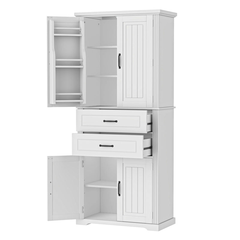 Storage Cabinet With Adjustable Shelves, 2 Drawers, Doors