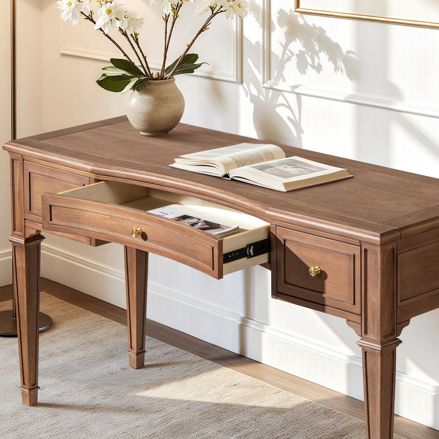 Dauphin - 3 Drawer Executive Desk - Brown