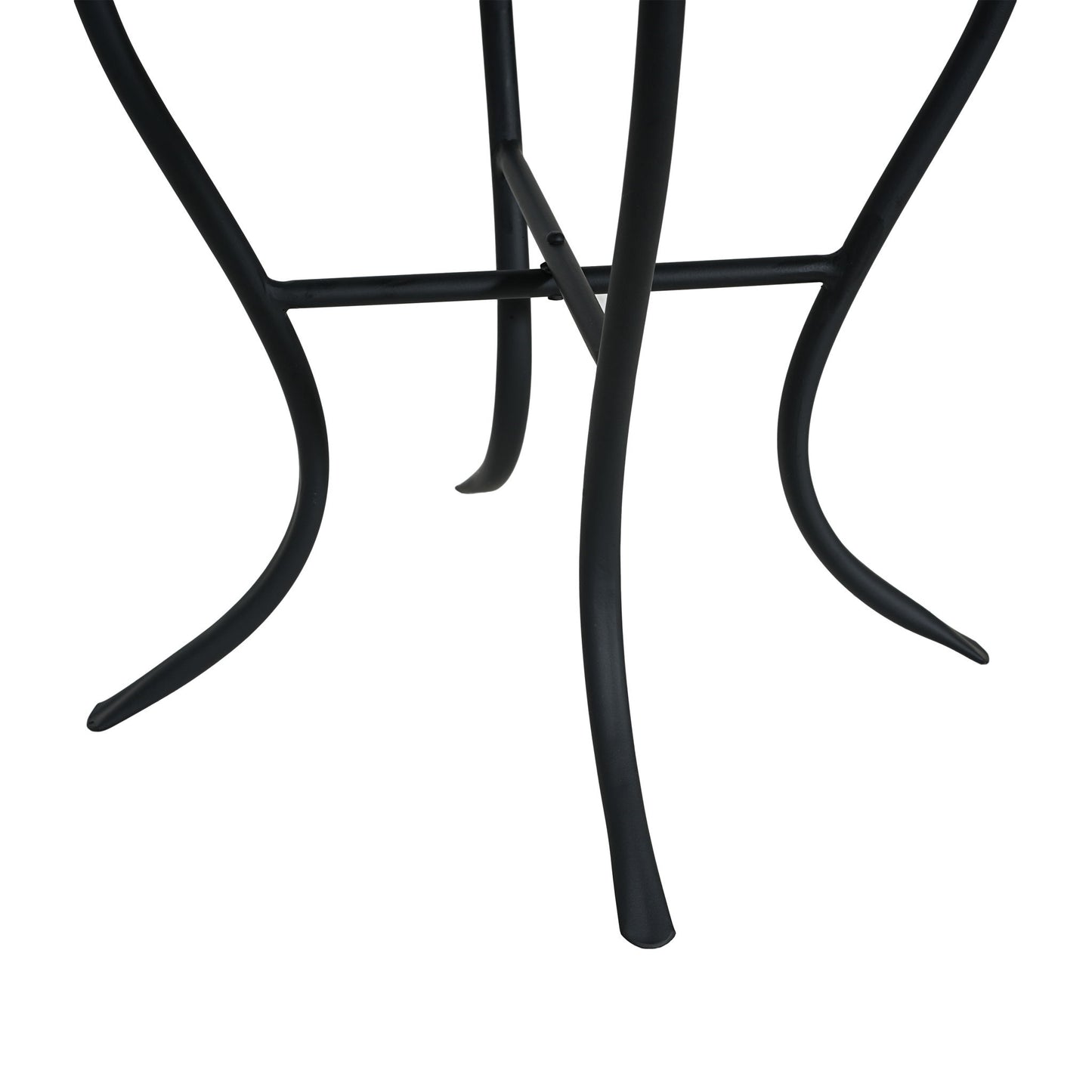 Outdoor Round Side Table With Mosaic Style Top And Curved Iron Legs