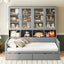 Daybed With Glass Door Storage Cabinets, Built In LED Lighting And Shelves
