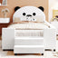 Upholstered Daybed With Bear Shaped Headboard, Hydraulic System And Breathable Fence