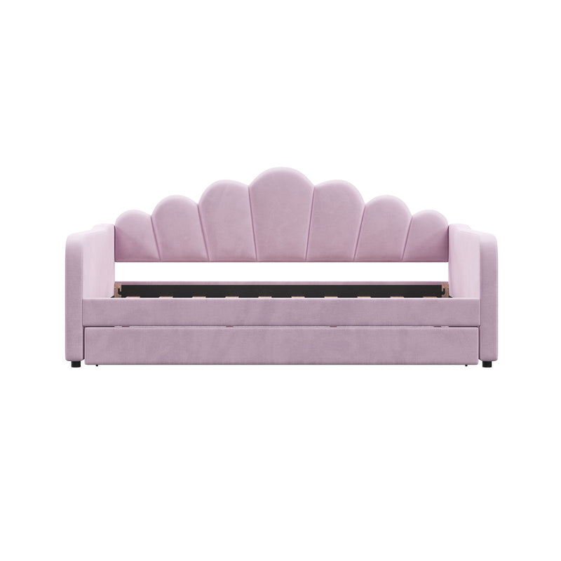 Shell Shaped Upholstered Daybed Frame With Slats
