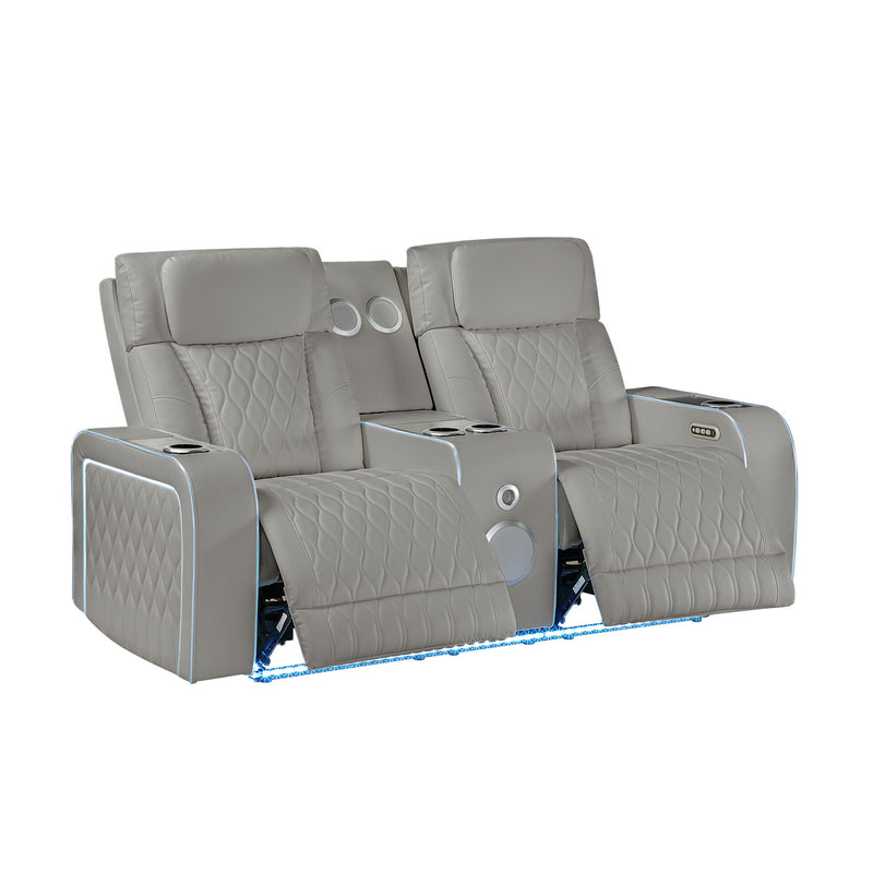 Electra - 3 Piece Power Reclining Sofa, Loveseat And Recliner Set With Power Headrests, Massage And LED Lighting