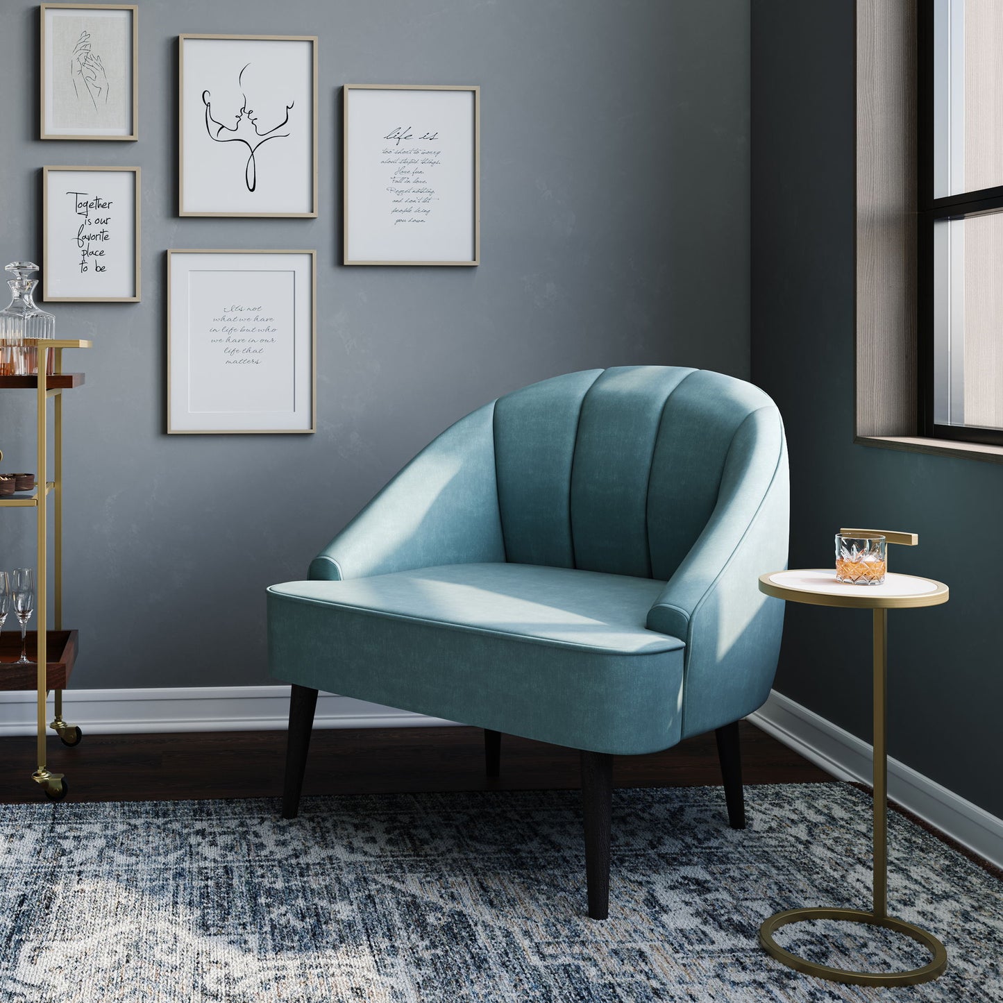 Brook - C Side Table - White / Gold