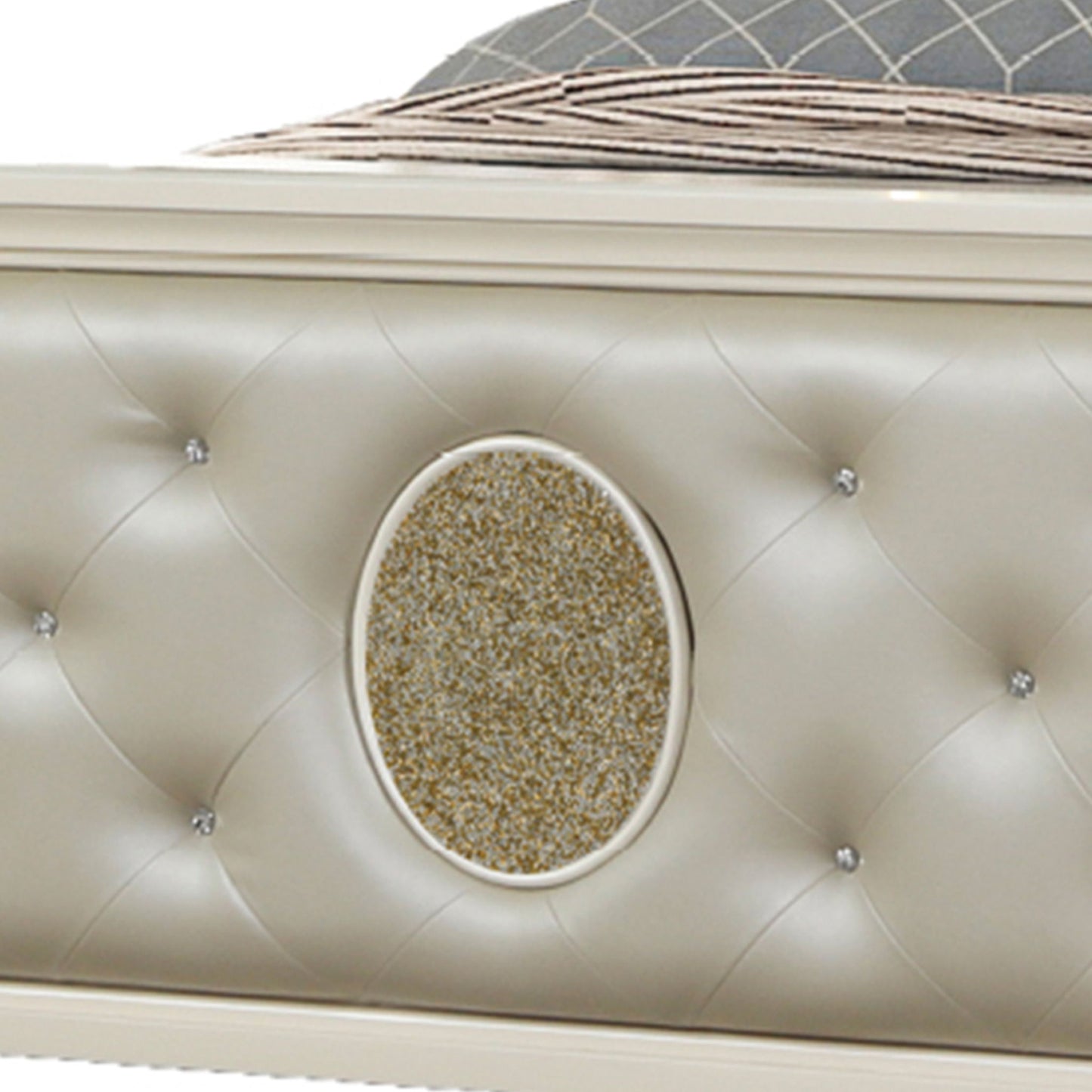 Jasmine - Queen Size Tufted Upholstery & LED Bed - Beige