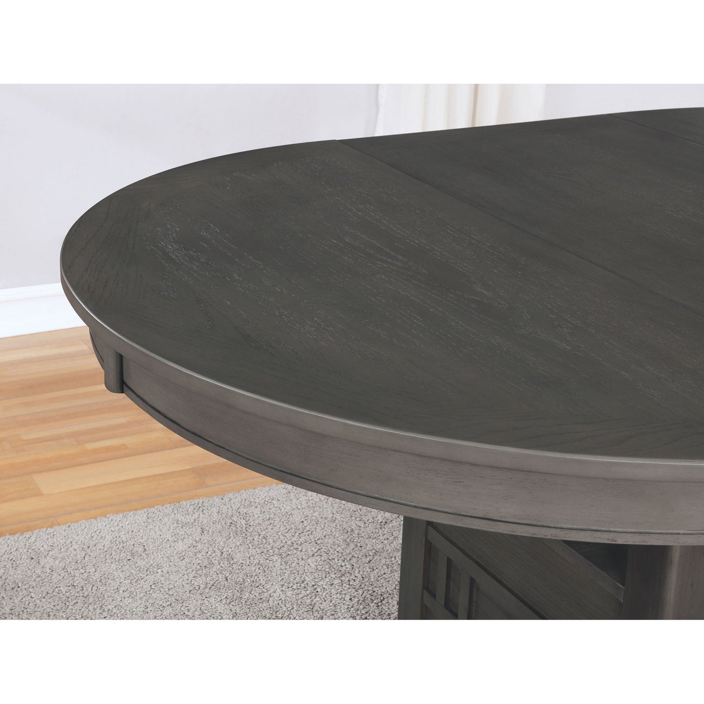Lavon - Oval Extension Leaf Dining Table With Built In Storage - Gray