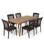 7 Piece Outdoor Patio Dining Set With Table & 6 Chairs - Brown / Brown Multi