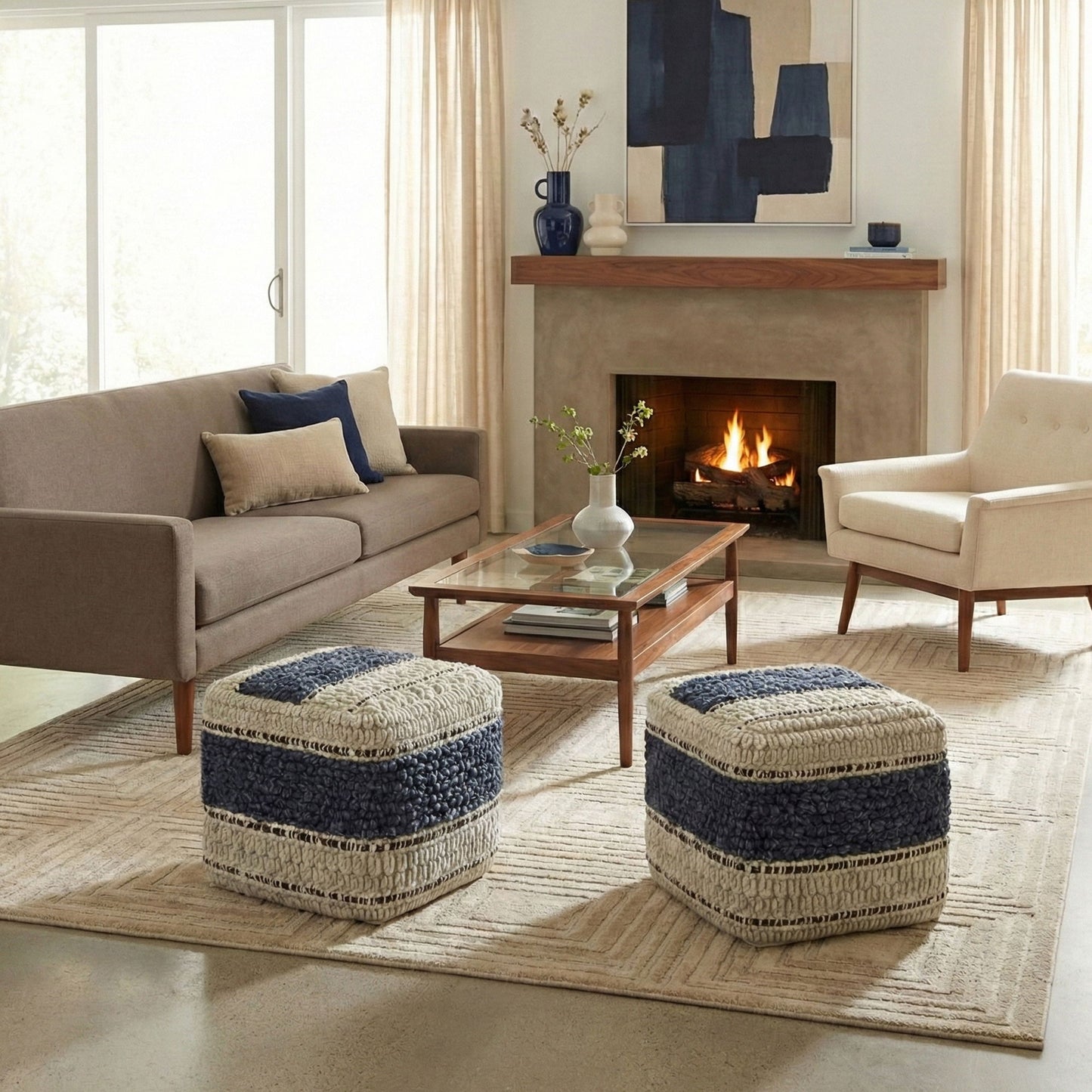 Grady - Handcrafted Square Pouf