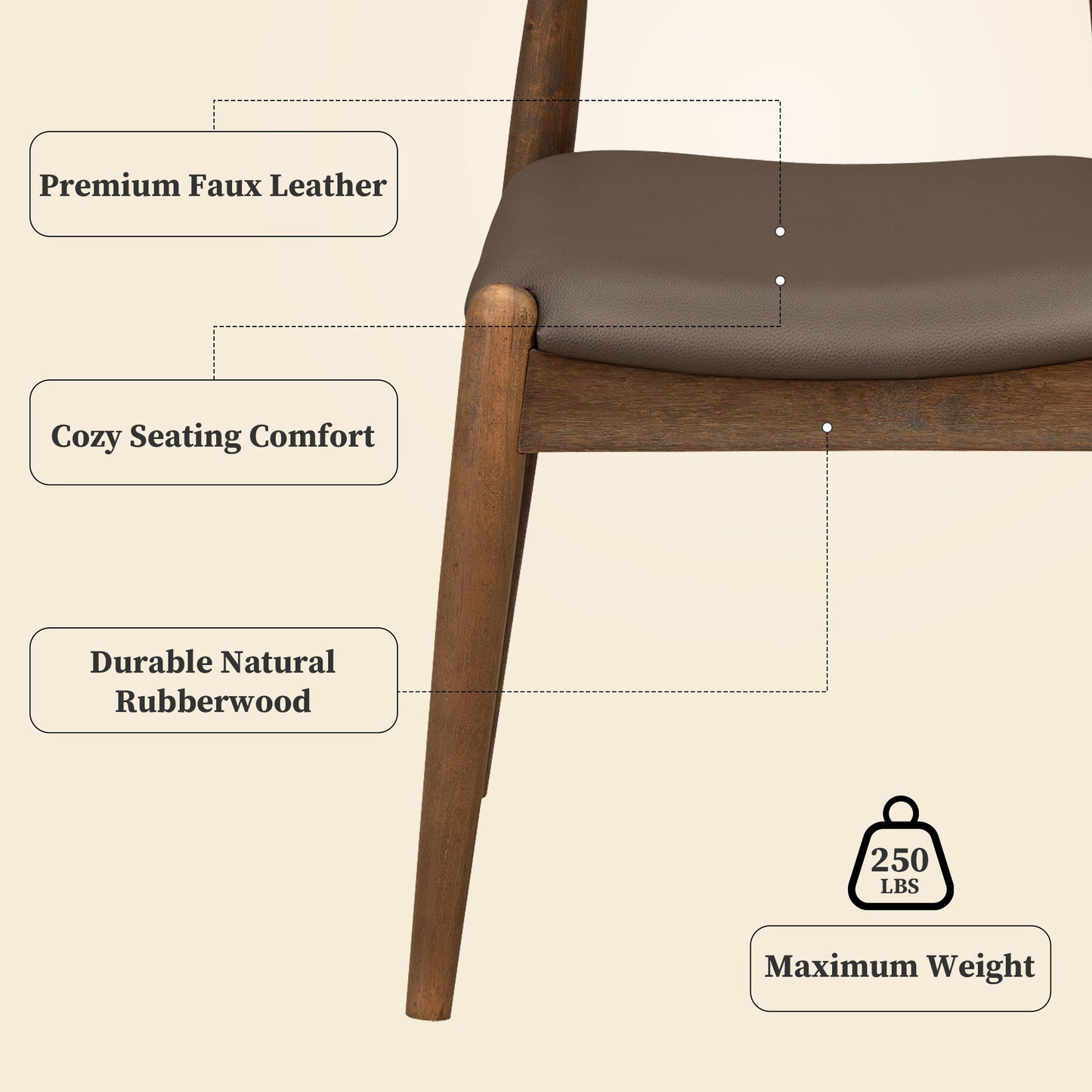5 Piece Dining Set With 1 Table And 4 Upholstered Chairs - Brown / Walnut