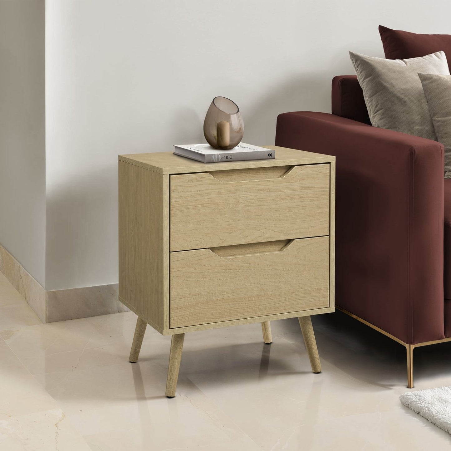 Accent Table With Storage Drawers - Natural