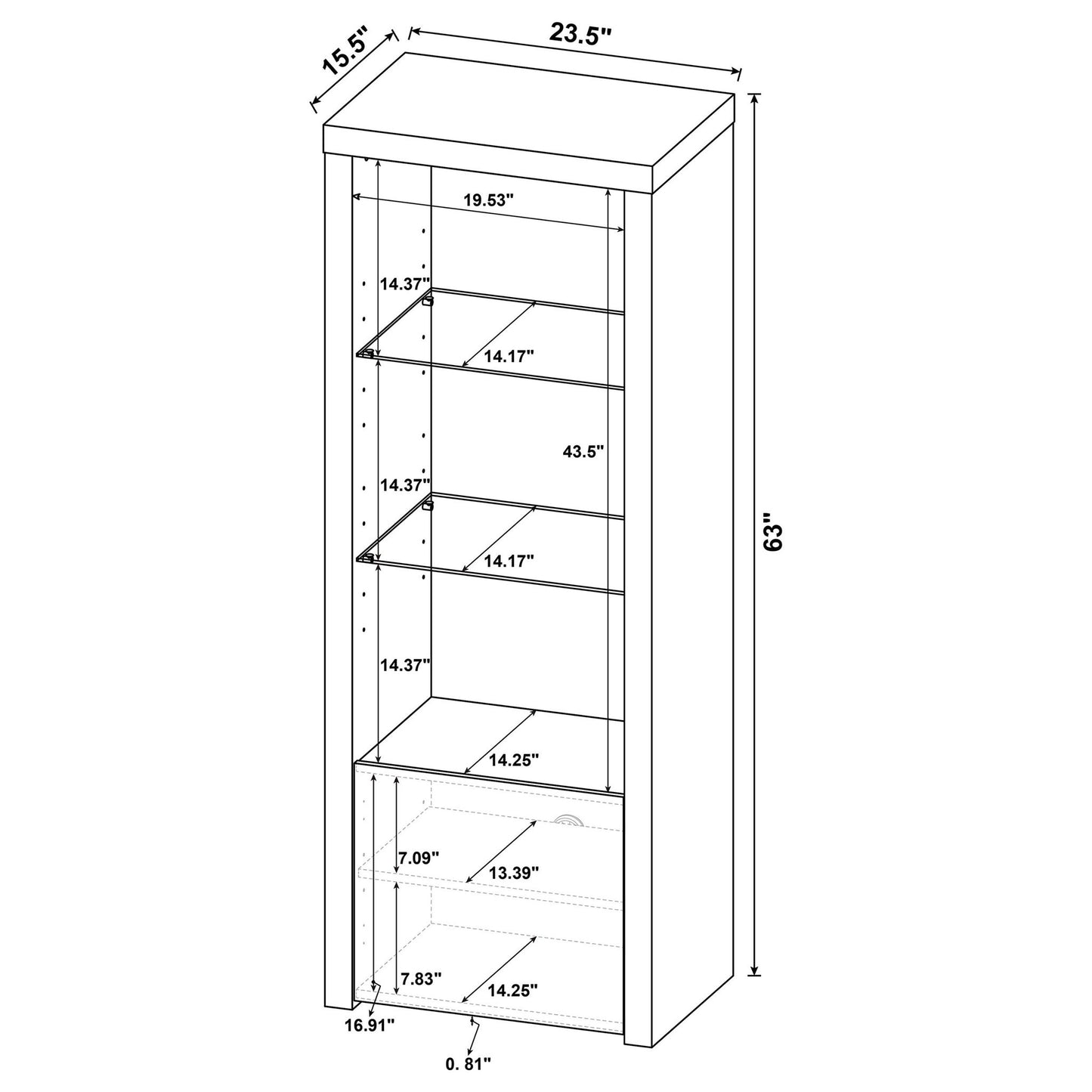 Lance - 3 Piece TV Entertainment Center With Shelves - Gloss White