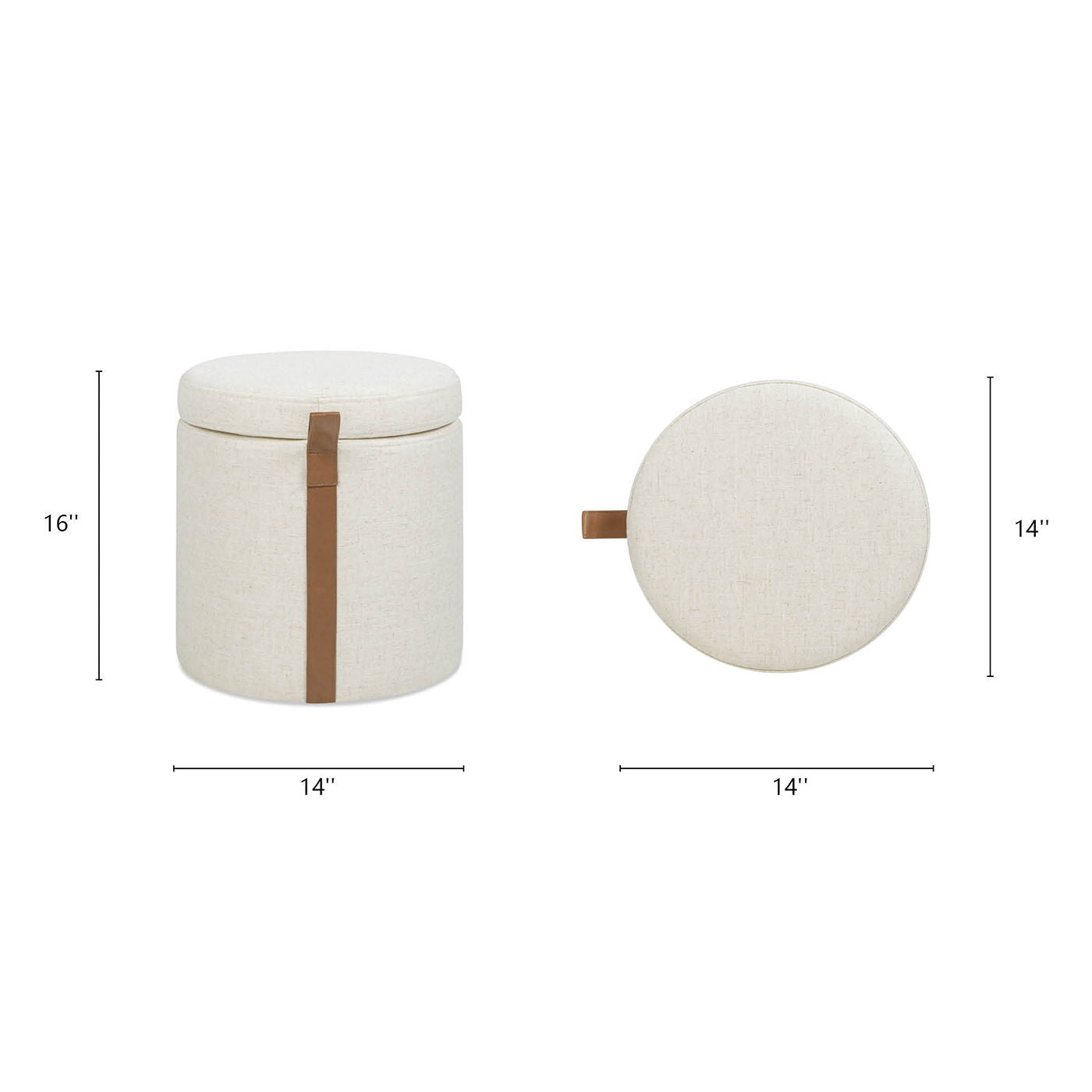 Brandy - Round Upholstered Storage Ottoman With Accent