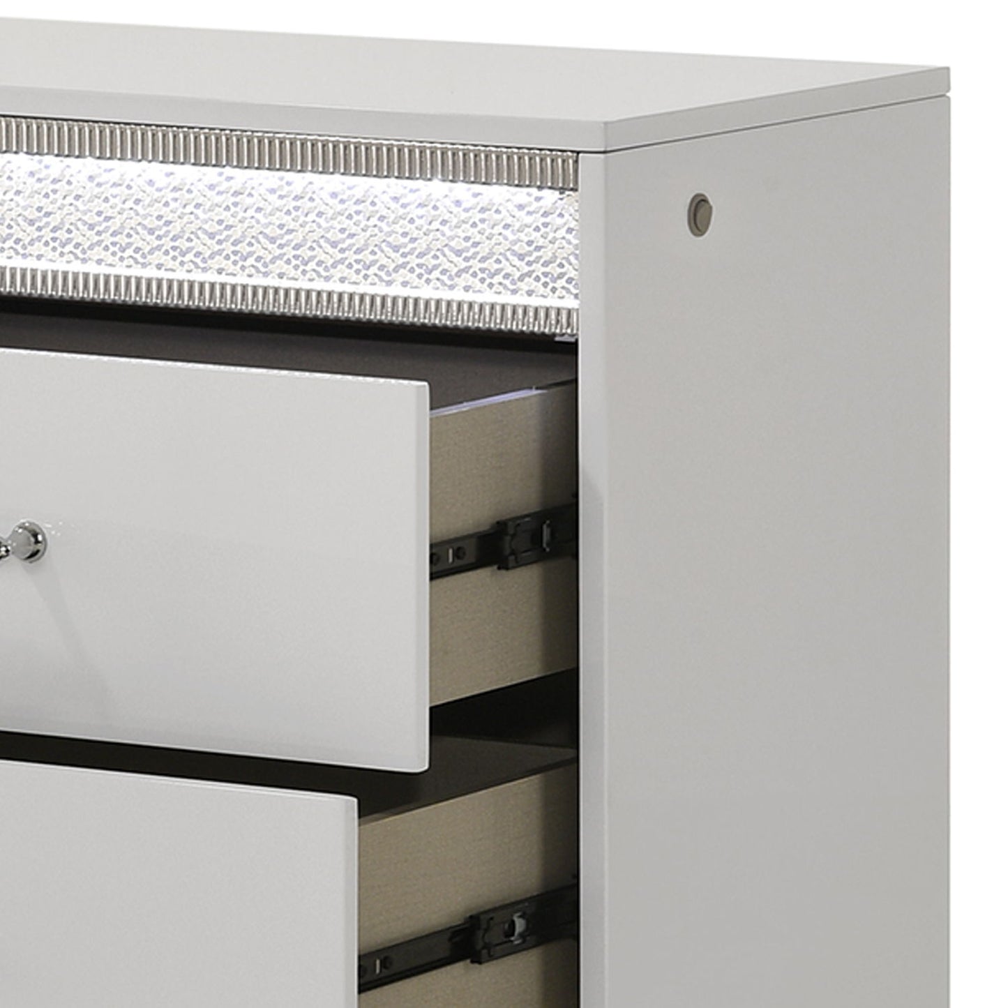 Glam - 2 Drawer Nightstand With LED Lighting - White