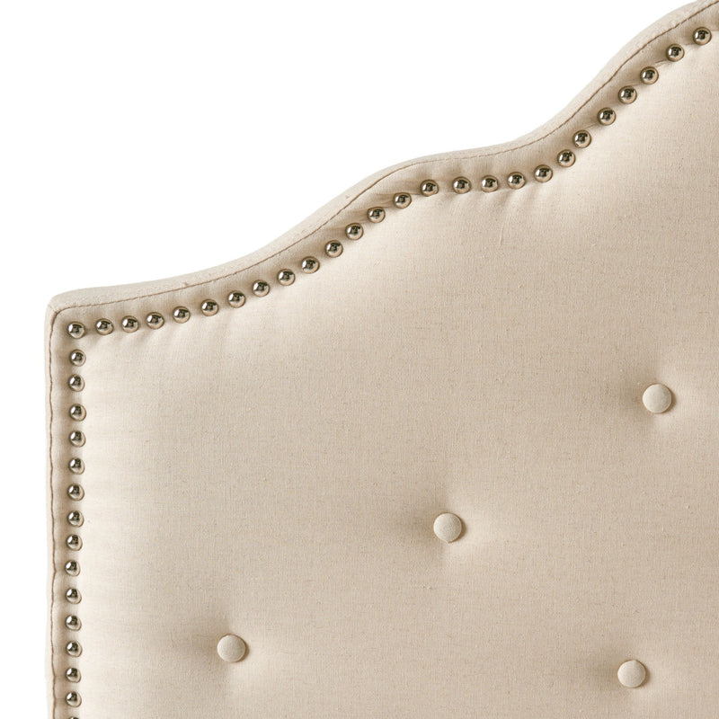 Luella - Button Tufted Full / Queen Upholstered Metal Panel Headboard - Beige