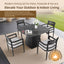 Outdoor Patio Dining Set, Squircle Dining Table, Dining Chairs With Sunbrella Cushions