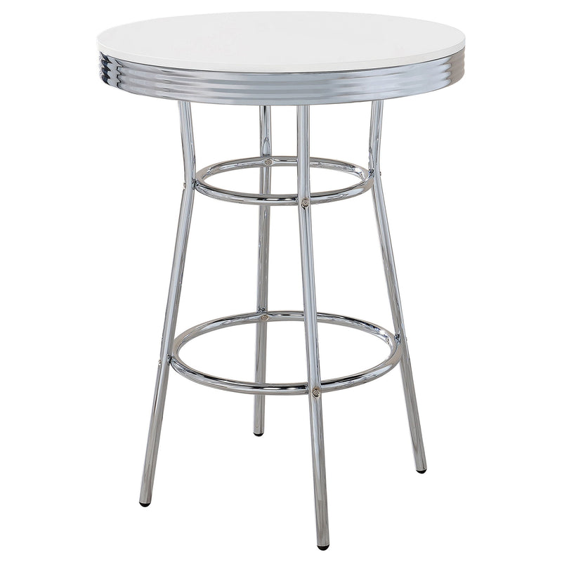 Midge - 3 Piece Round 1950S Bistro Pub Bar Table Set With Upholstery - White