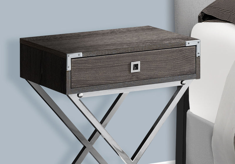 Accent Side Table, Storage Drawer - Taupe