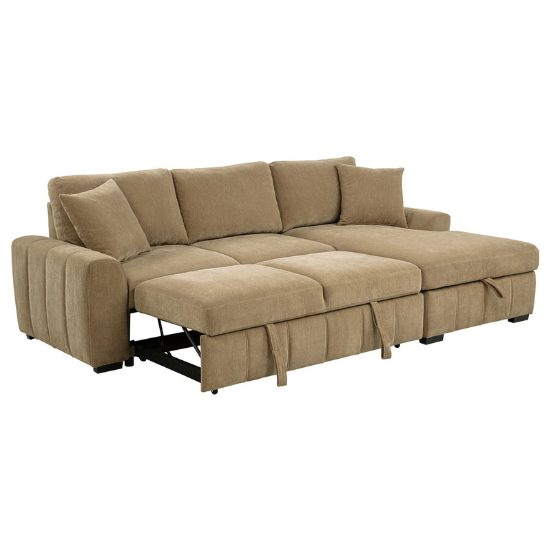 Logan - Sleeper Sectional Sofa With Right Arm Chaise - Camel