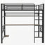 Full Size Loft Bed Frame With Storage Shelf And LED Light - Black