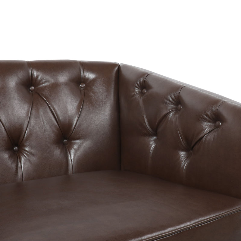 Sophisticated Loveseat With Diamond Stitched Detailing - Dark Brown
