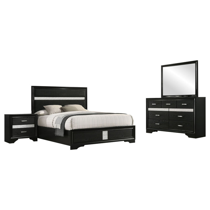 Modern Bedroom Set With Upholstered Headboard And Textured Storage