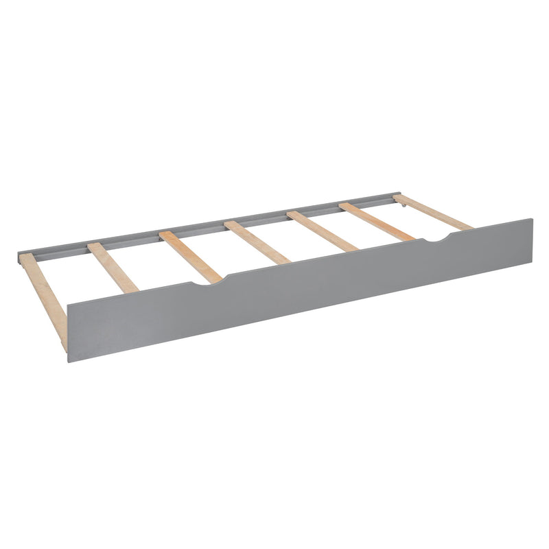 Bed With All In One Cabinet, Shelf And Sockets, Twin Long Trundle