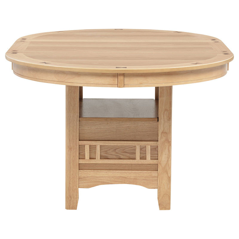 Davis - 5 Piece Oval Extension Leaf Dining Set With Pedestal Base - Light Oak