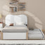 Upholstered Platform Bed With Wood Supporting Feet And Trundle