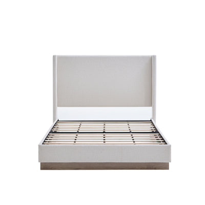 Hosford - Minimalist Upholstered Wingback Bed With Wood Base Platform