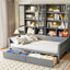 Daybed With Glass Door Storage Cabinets, Built In LED Lighting And Shelves