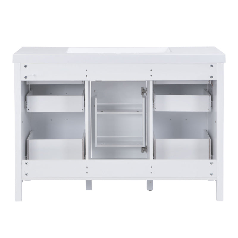 47.25" Modern Bathroom Vanity With Sink, Soft Close Single Door & 6 Drawers - White