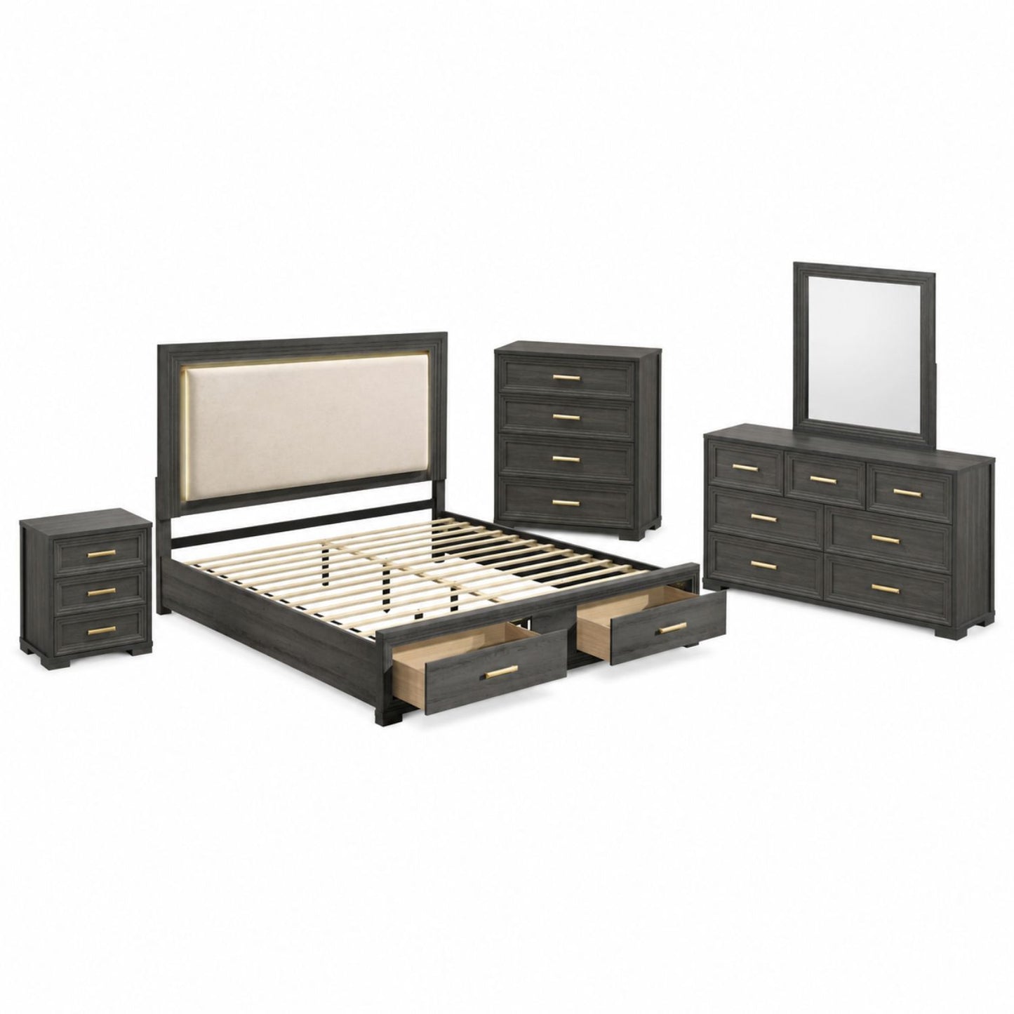 Colorado - Bedroom Set With Upholstered LED Headboard