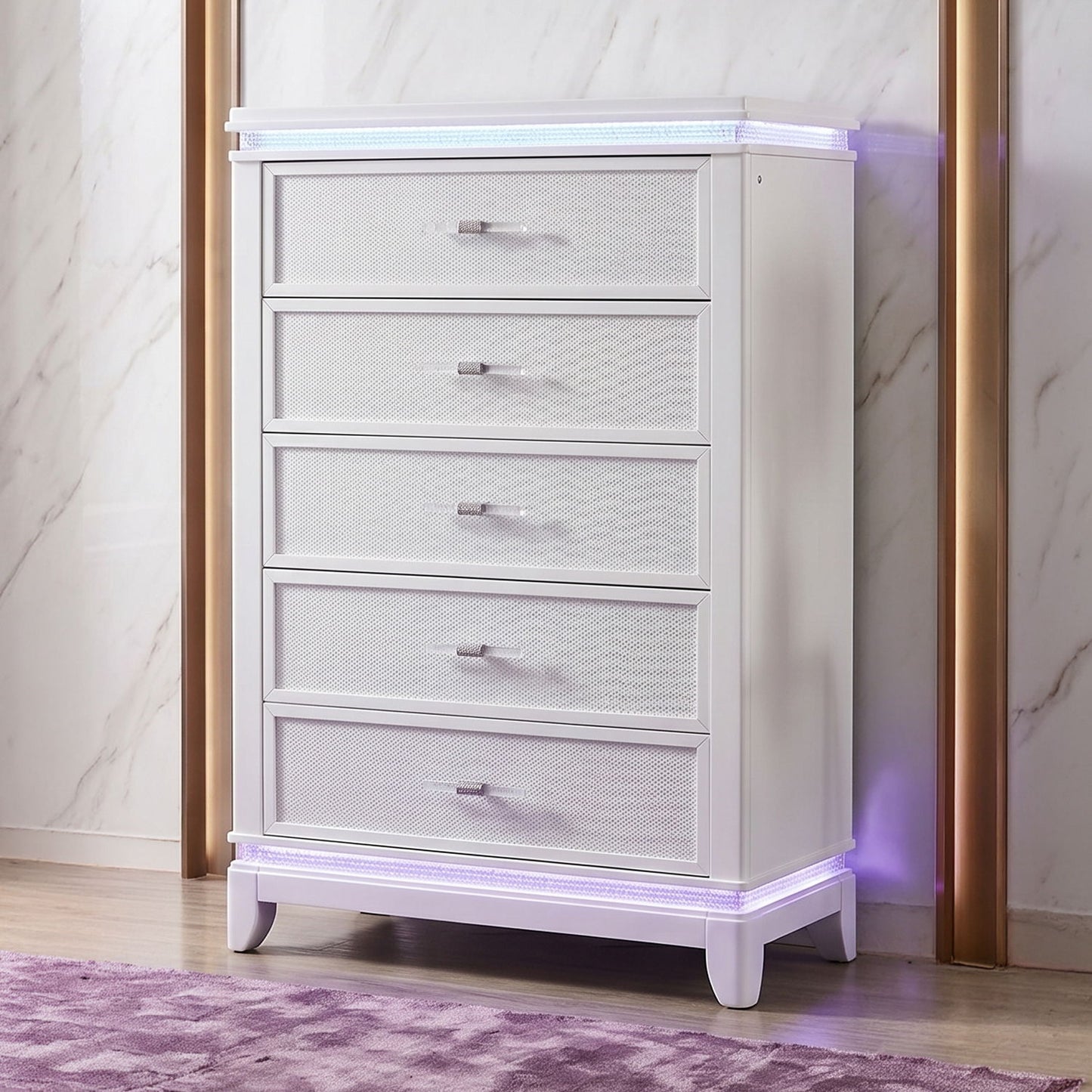 Opium - 5 Drawer Chest - White